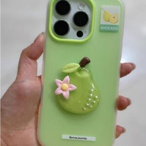 Green Pear iPhone Case with Flower Accent